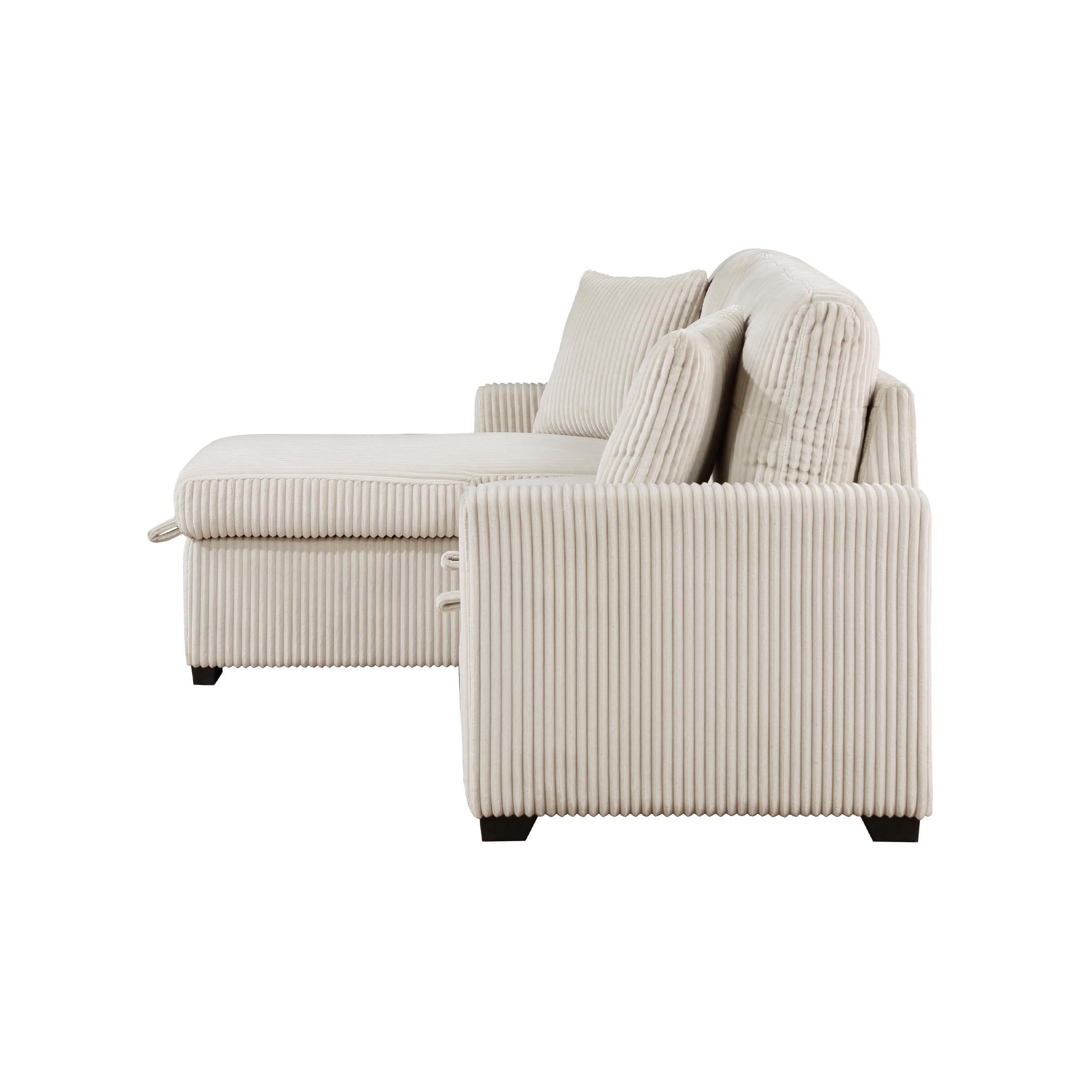 Lexicon Reversible Sectional Couches for Living Room, Corduroy Couch, Convertible L Shaped Sleeper Sectional Sofa with Storage Chaise, Pull Out Sofa Bed, 83.5 inch Sleeper Sofa, Beige - Image 10