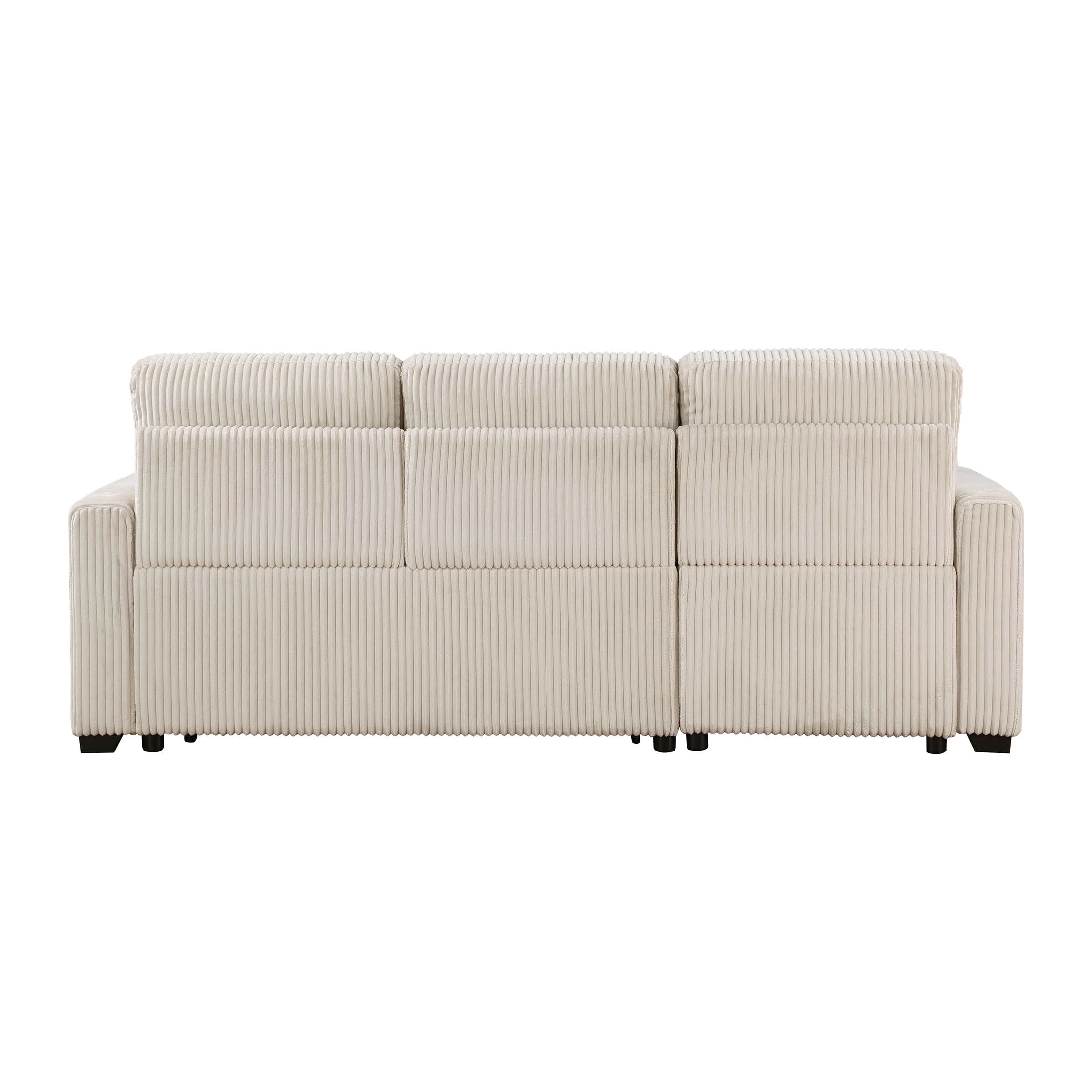 Lexicon Reversible Sectional Couches for Living Room, Corduroy Couch, Convertible L Shaped Sleeper Sectional Sofa with Storage Chaise, Pull Out Sofa Bed, 83.5 inch Sleeper Sofa, Beige - Image 12
