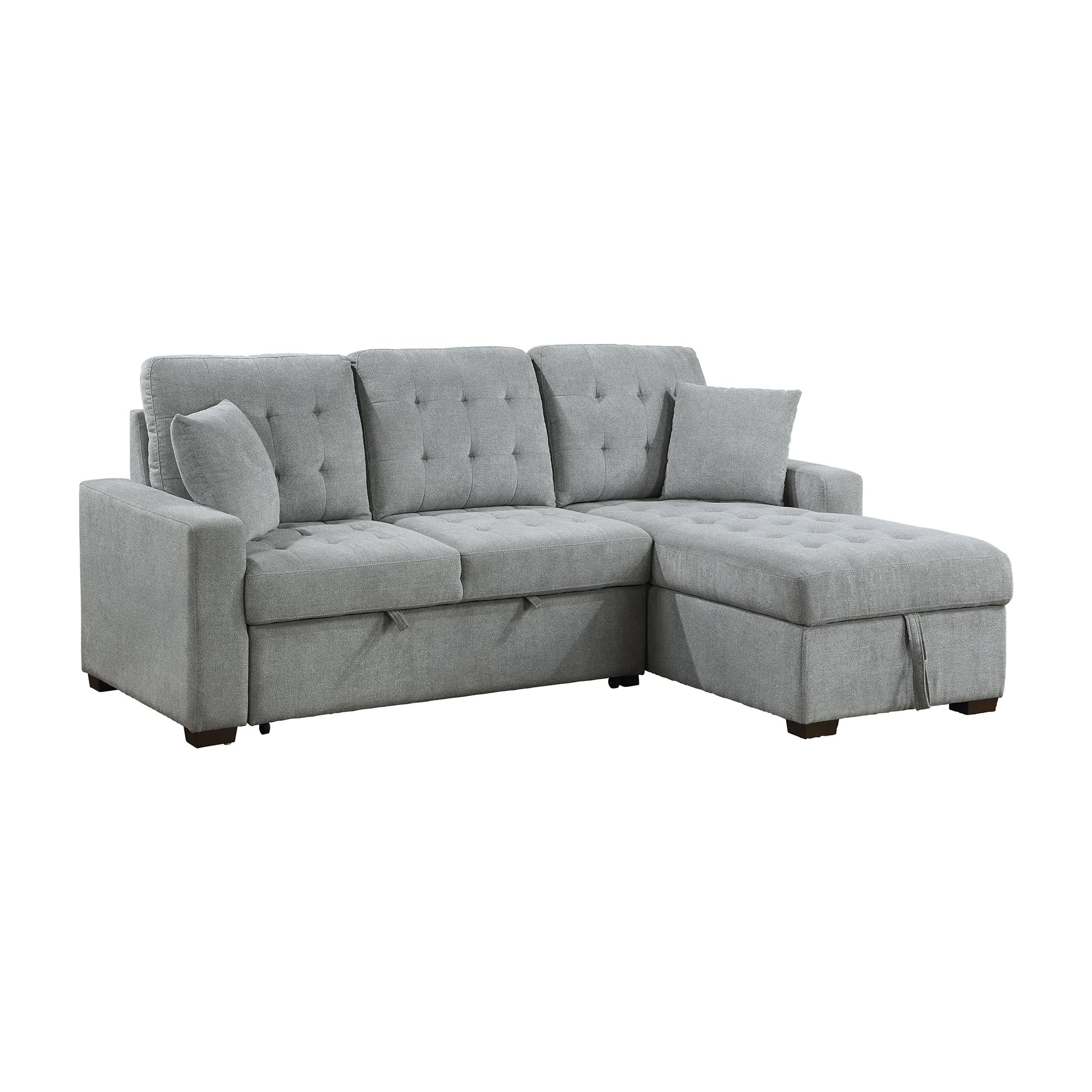 Lexicon Sectional Couches for Living Room, 83.5 inch Sleeper Sofa, L Shape Sectional Couch with Right Storage Chaise and Pull Out Sofa Bed, Grey - Image 4
