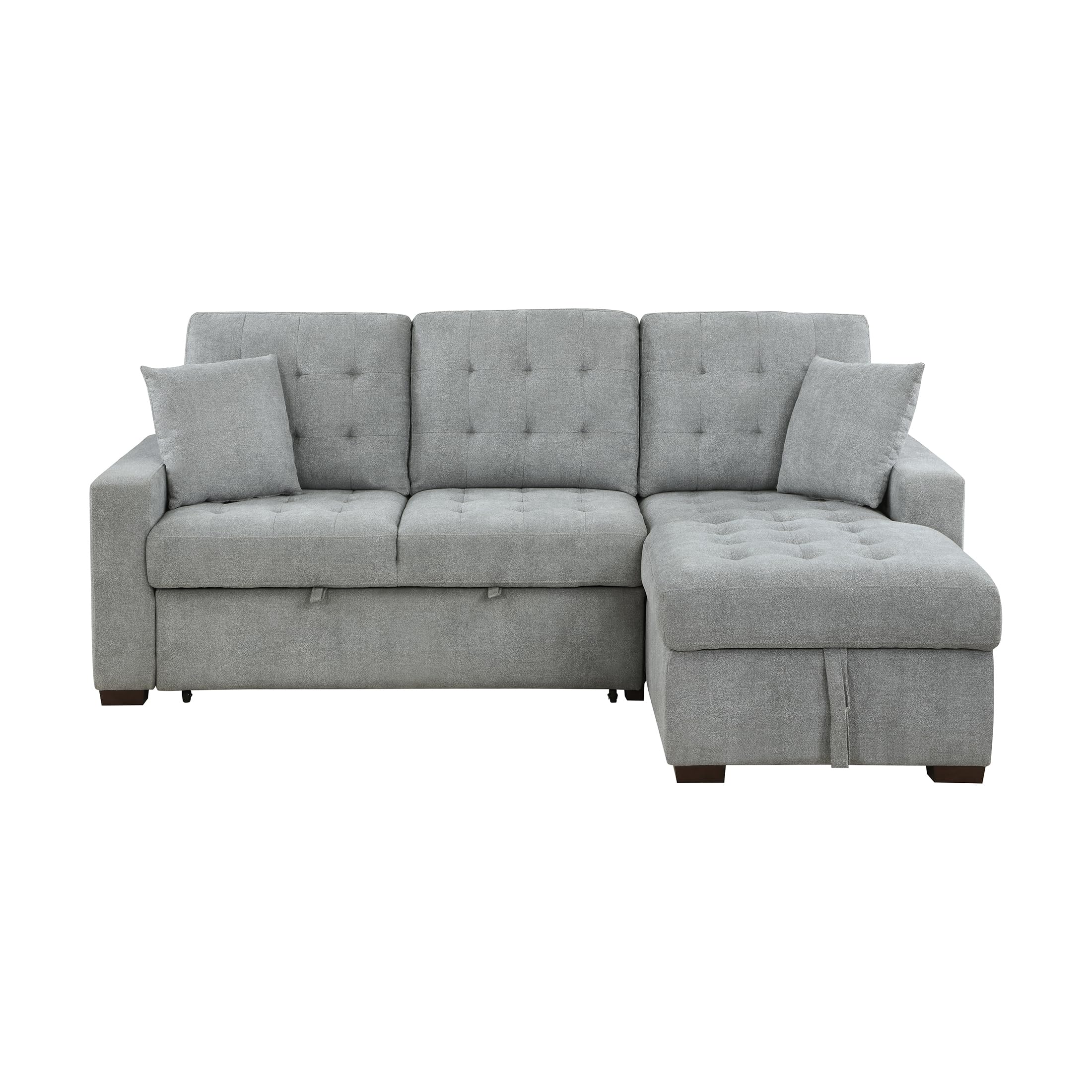 Lexicon Sectional Couches for Living Room, 83.5 inch Sleeper Sofa, L Shape Sectional Couch with Right Storage Chaise and Pull Out Sofa Bed, Grey - Image 5
