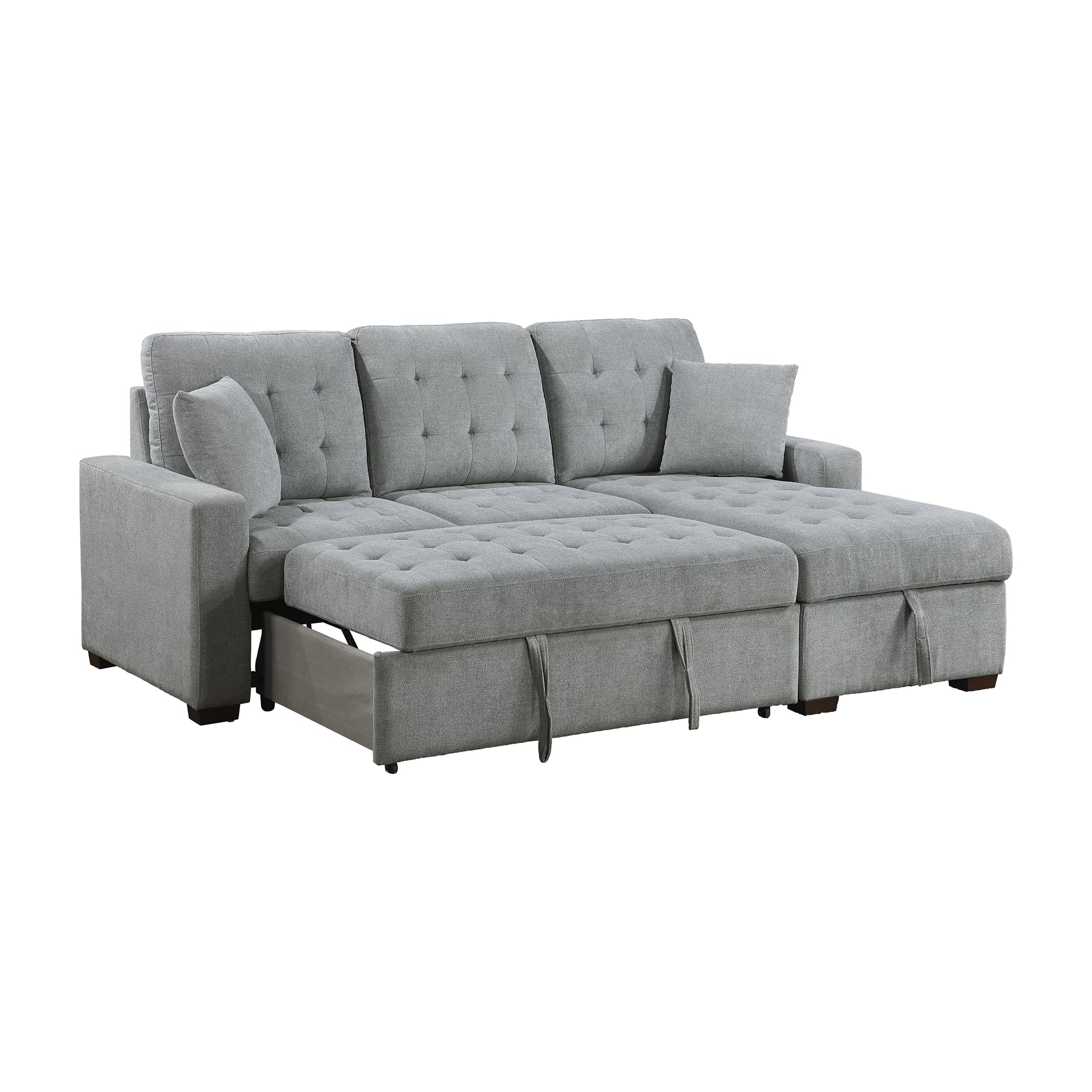 Lexicon Sectional Couches for Living Room, 83.5 inch Sleeper Sofa, L Shape Sectional Couch with Right Storage Chaise and Pull Out Sofa Bed, Grey - Image 7