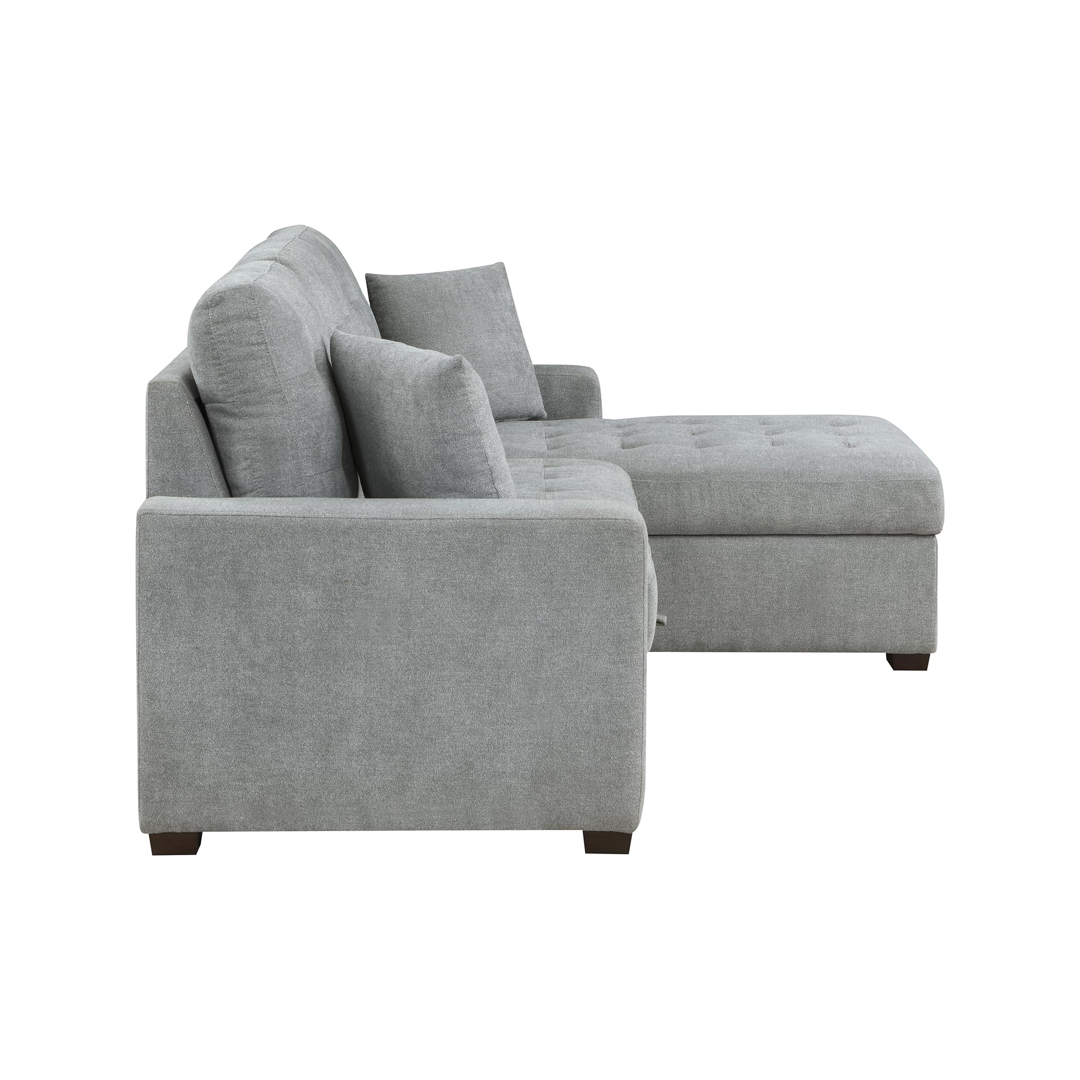 Lexicon Sectional Couches for Living Room, 83.5 inch Sleeper Sofa, L Shape Sectional Couch with Right Storage Chaise and Pull Out Sofa Bed, Grey - Image 8