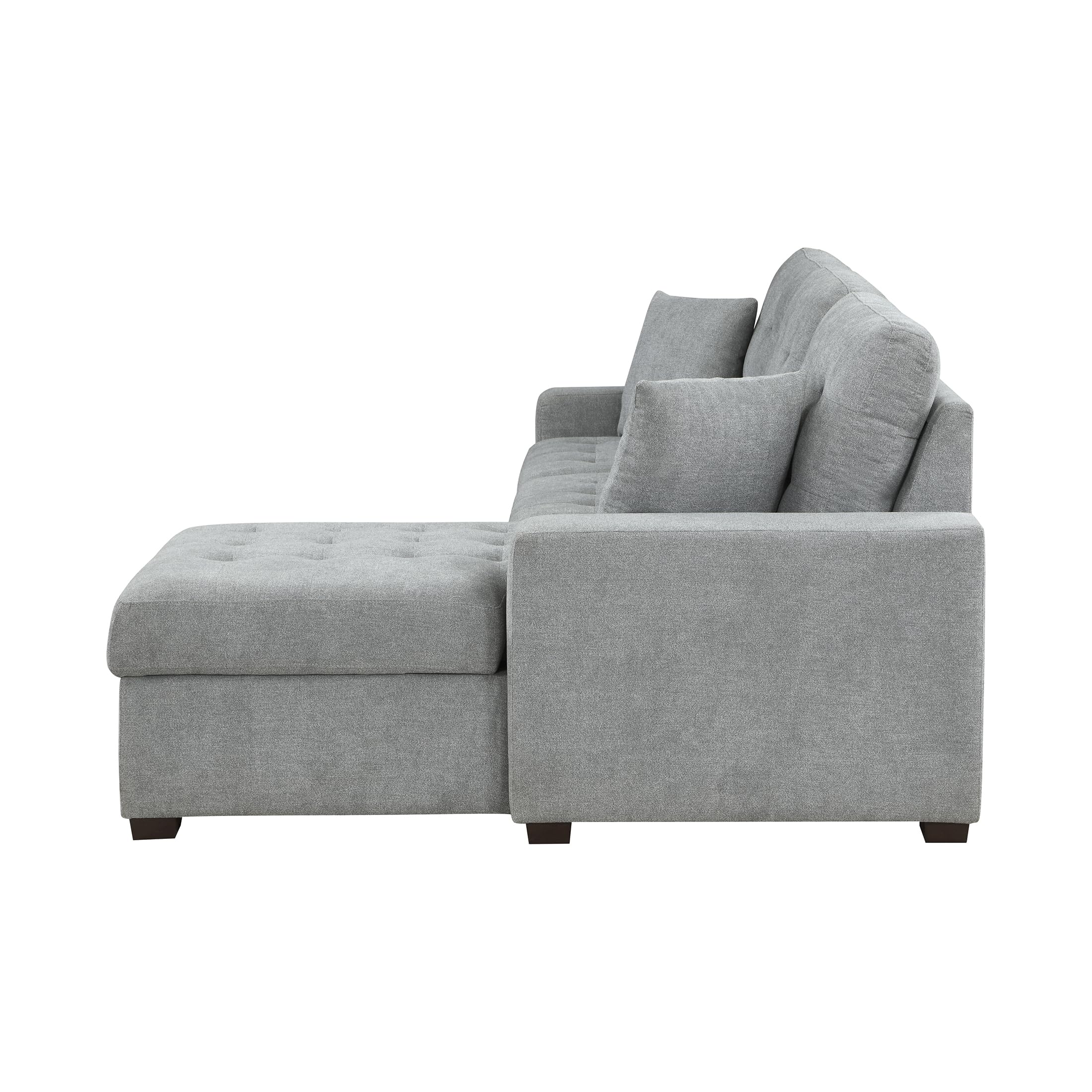 Lexicon Sectional Couches for Living Room, 83.5 inch Sleeper Sofa, L Shape Sectional Couch with Right Storage Chaise and Pull Out Sofa Bed, Grey - Image 9