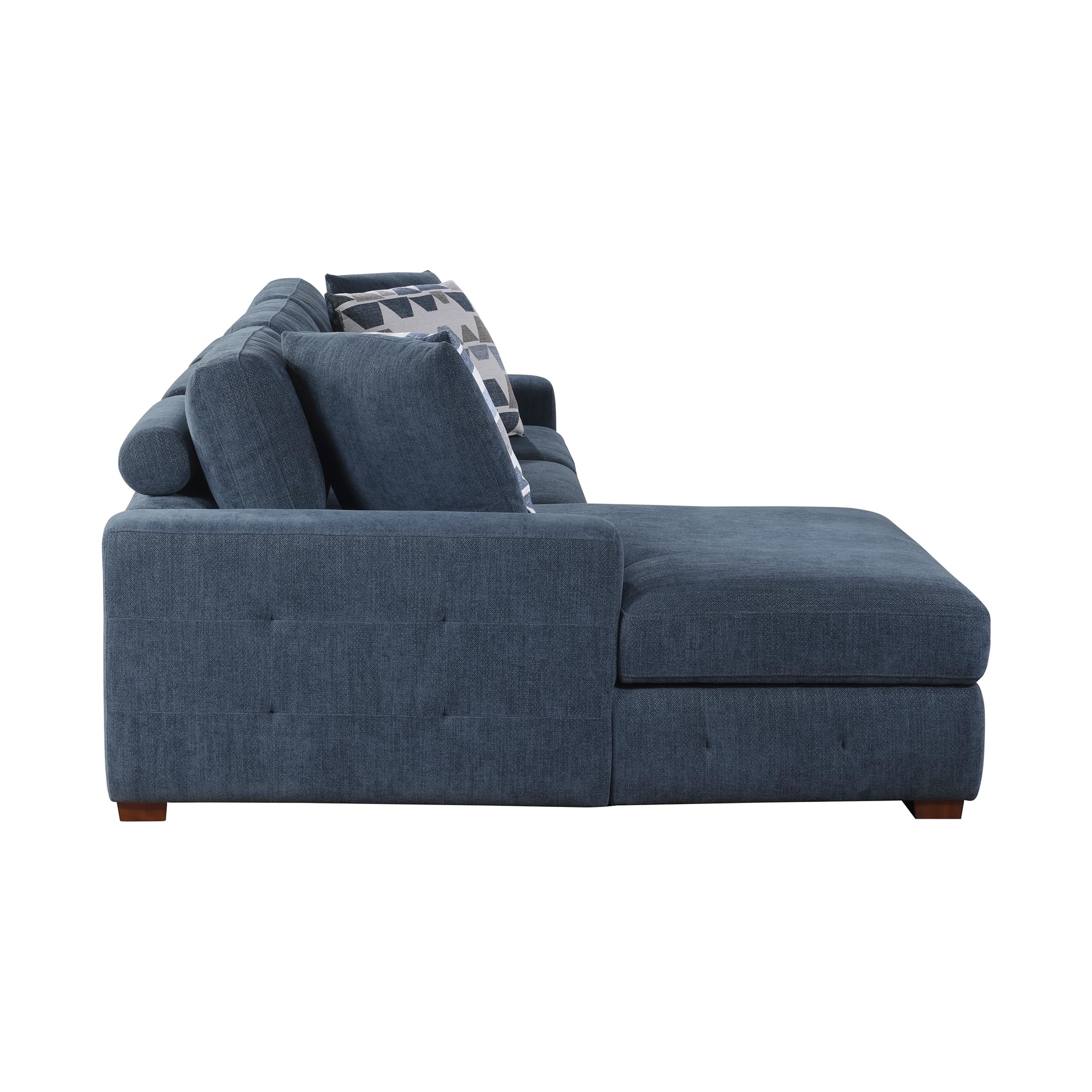 Lexicon Sectional Couches for Living Room, Chenille Fabric Sleeper Sofa, L Shape Sectional Couch with Left Storage Chaise and Pull Out Sofa Bed, 3 Seater with Ottoman, Blue - Image 11