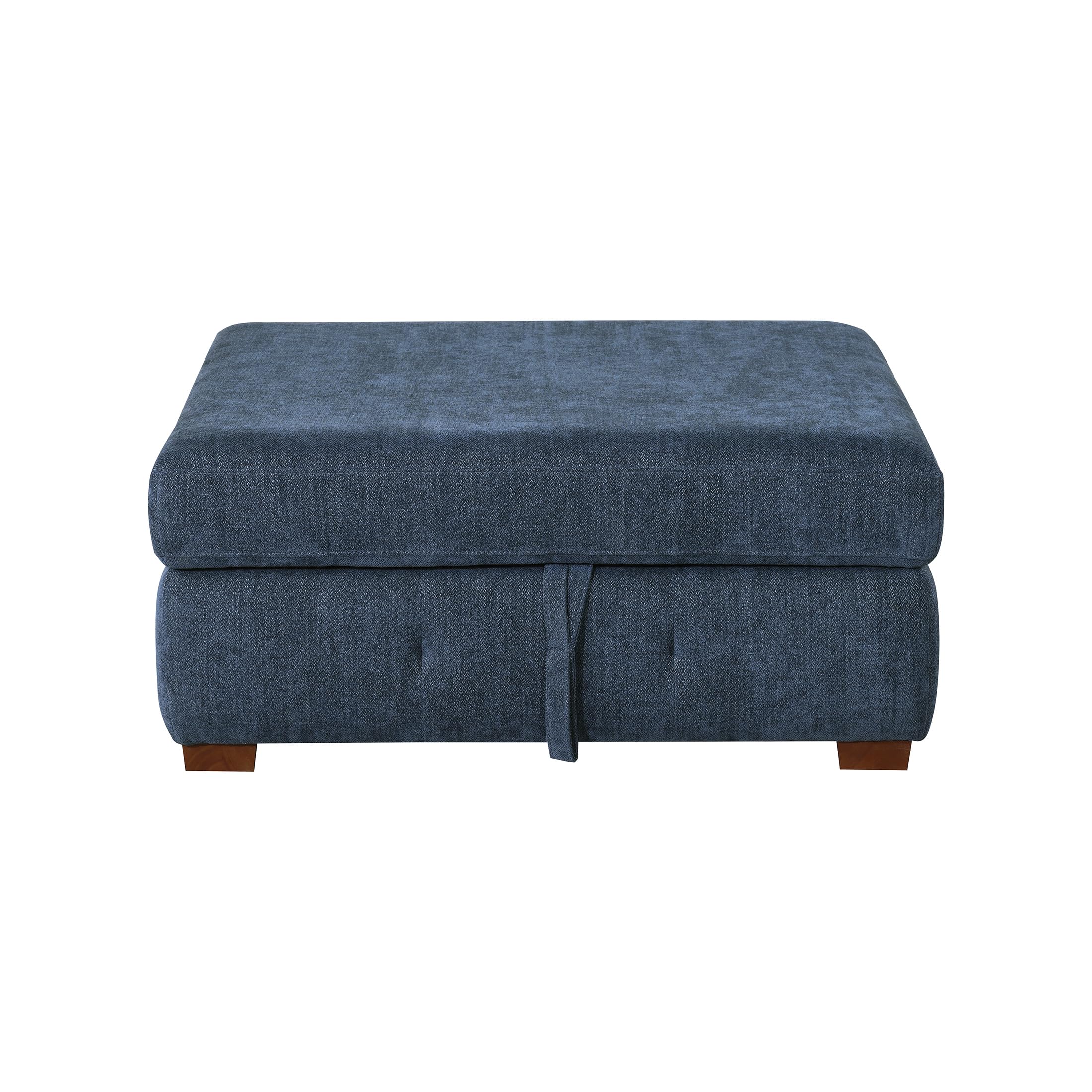 Lexicon Sectional Couches for Living Room, Chenille Fabric Sleeper Sofa, L Shape Sectional Couch with Left Storage Chaise and Pull Out Sofa Bed, 3 Seater with Ottoman, Blue - Image 13