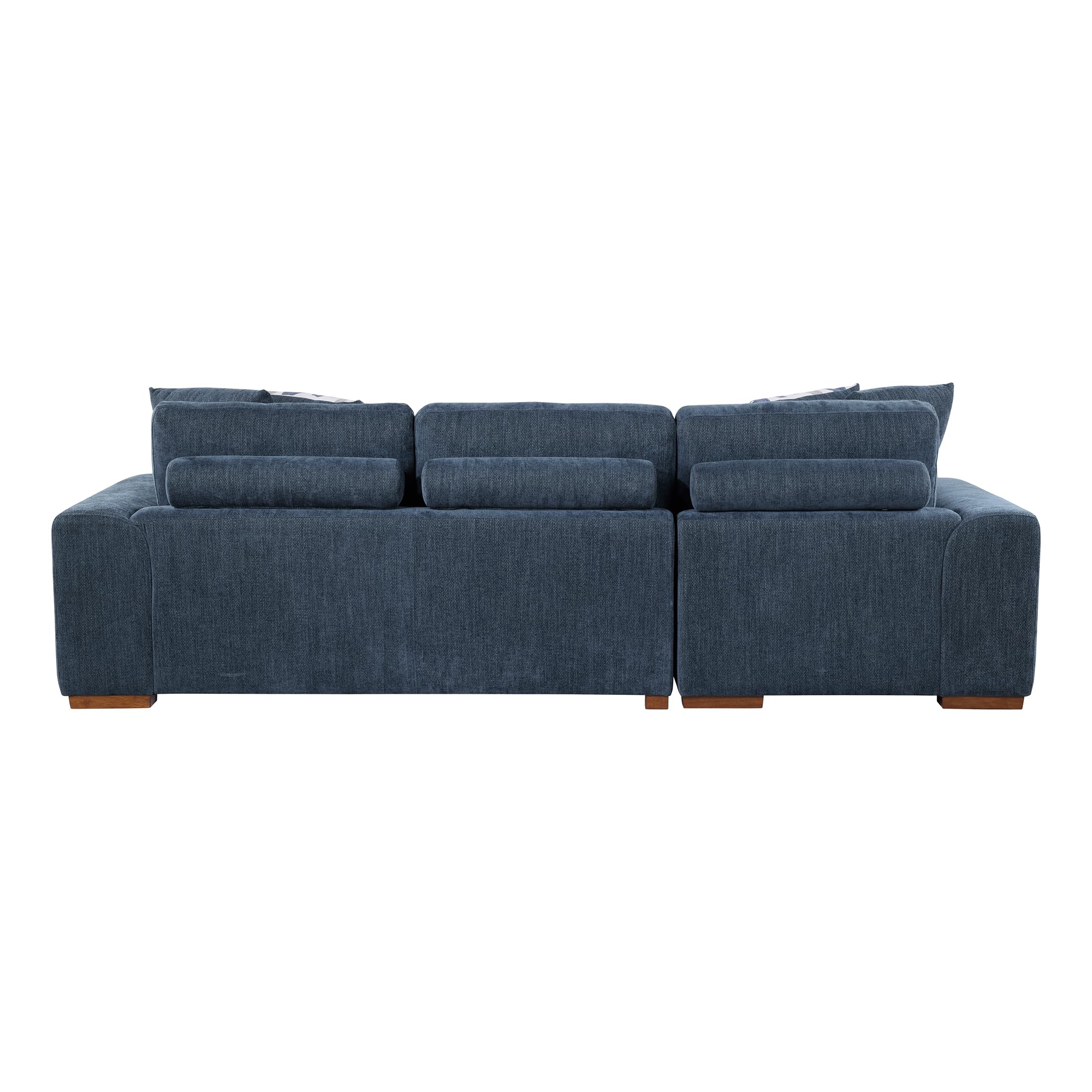 Lexicon Sectional Couches for Living Room, Chenille Fabric Sleeper Sofa, L Shape Sectional Couch with Left Storage Chaise and Pull Out Sofa Bed, 3 Seater with Ottoman, Blue - Image 15