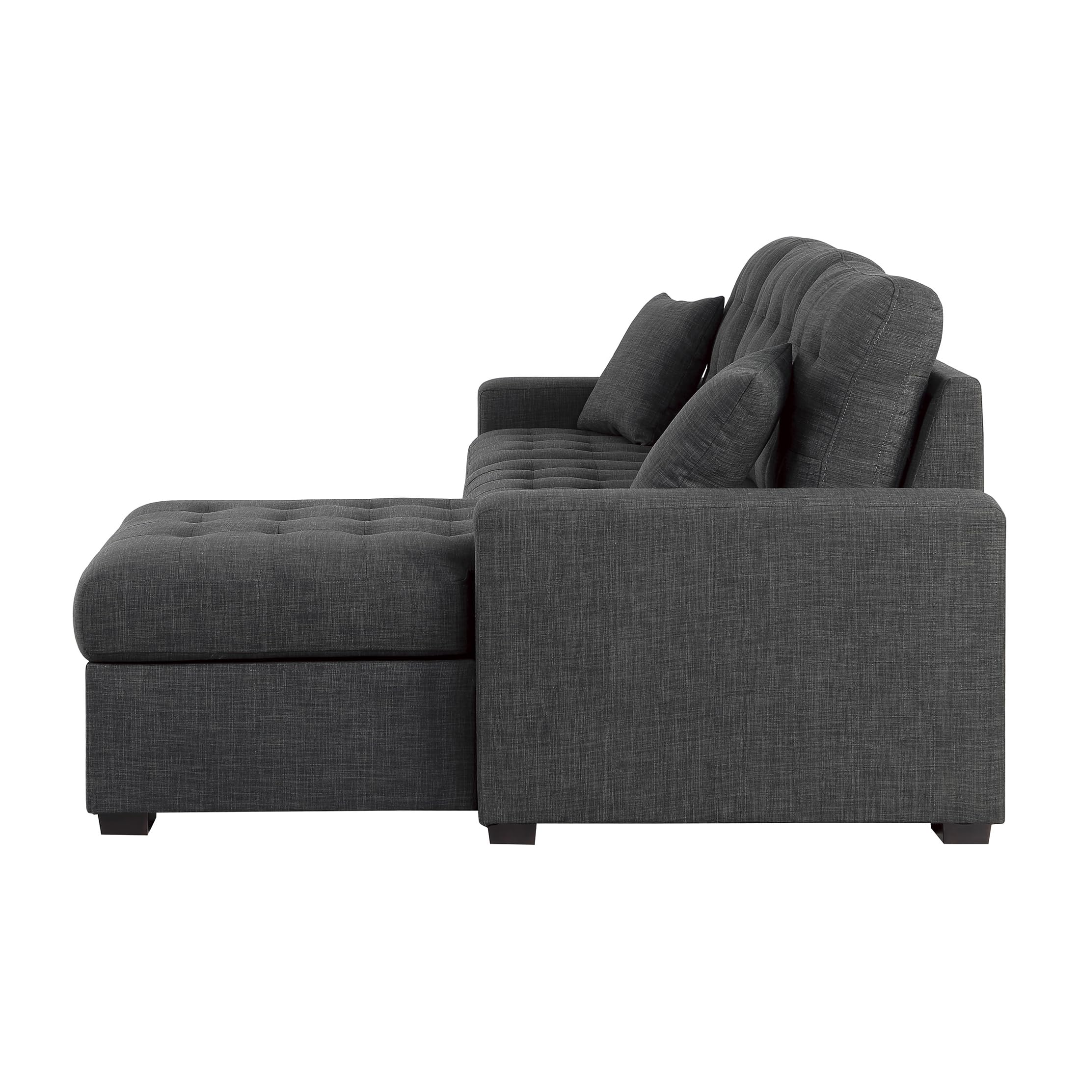 Lexicon Sectional Couches for Living Room, L Shaped Couch with Right Storage Chaise and Pull Out Sofa Bed, Sleeper Sofa, Sectional Sleeper Sofa Bed, Textured Fabric Chaise Lounge Sofa, Dark Gray - Image 7