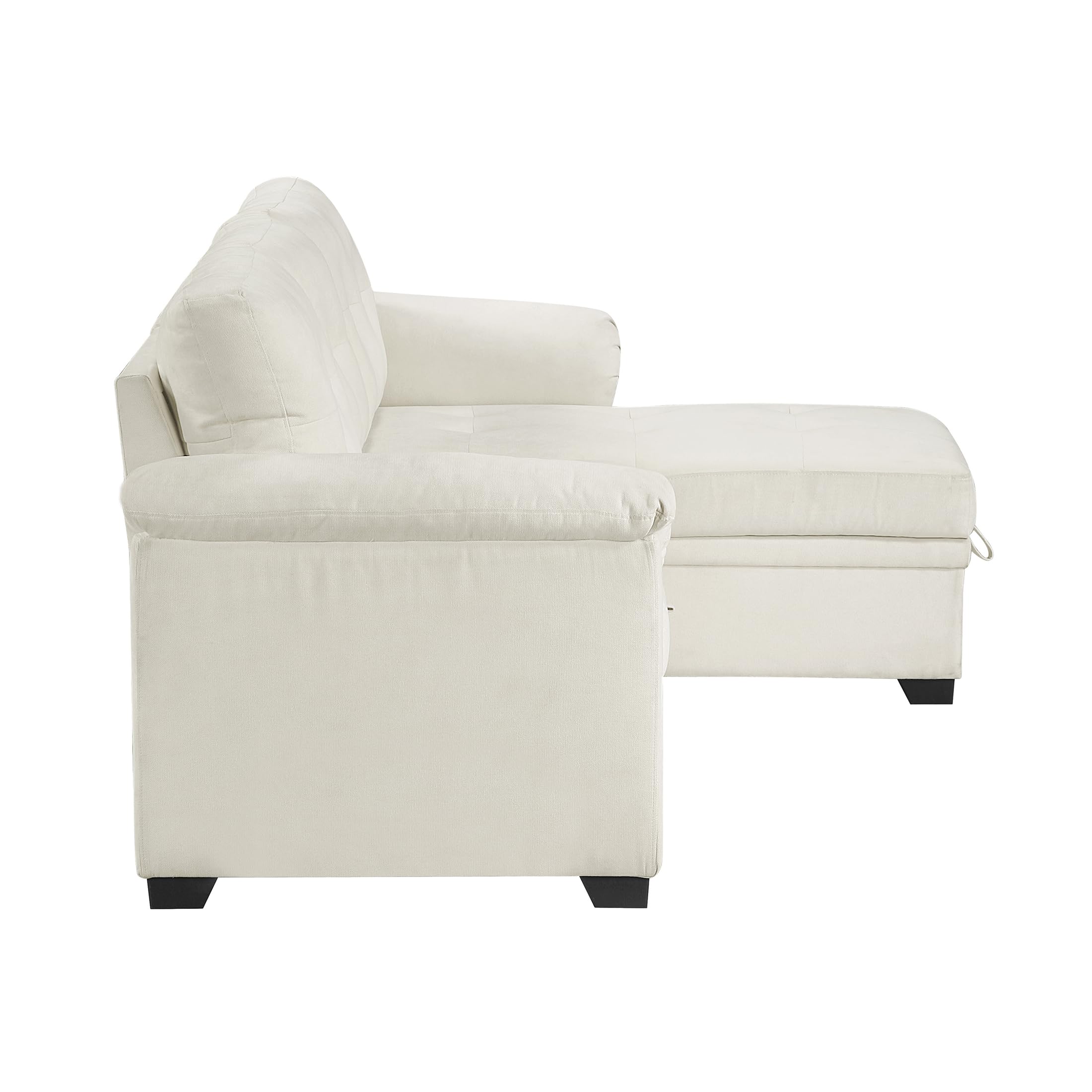 Lexicon Sectional Sleeper Sofa with Reversible Storage Chaise, Pull-Out Bed, Drop-Down Cup Holders, 3-Seater Tufted L-Shaped Sofa Bed, Comfy Fabric Pull Out Couch for Living Room/Apartment, Beige - Image 16