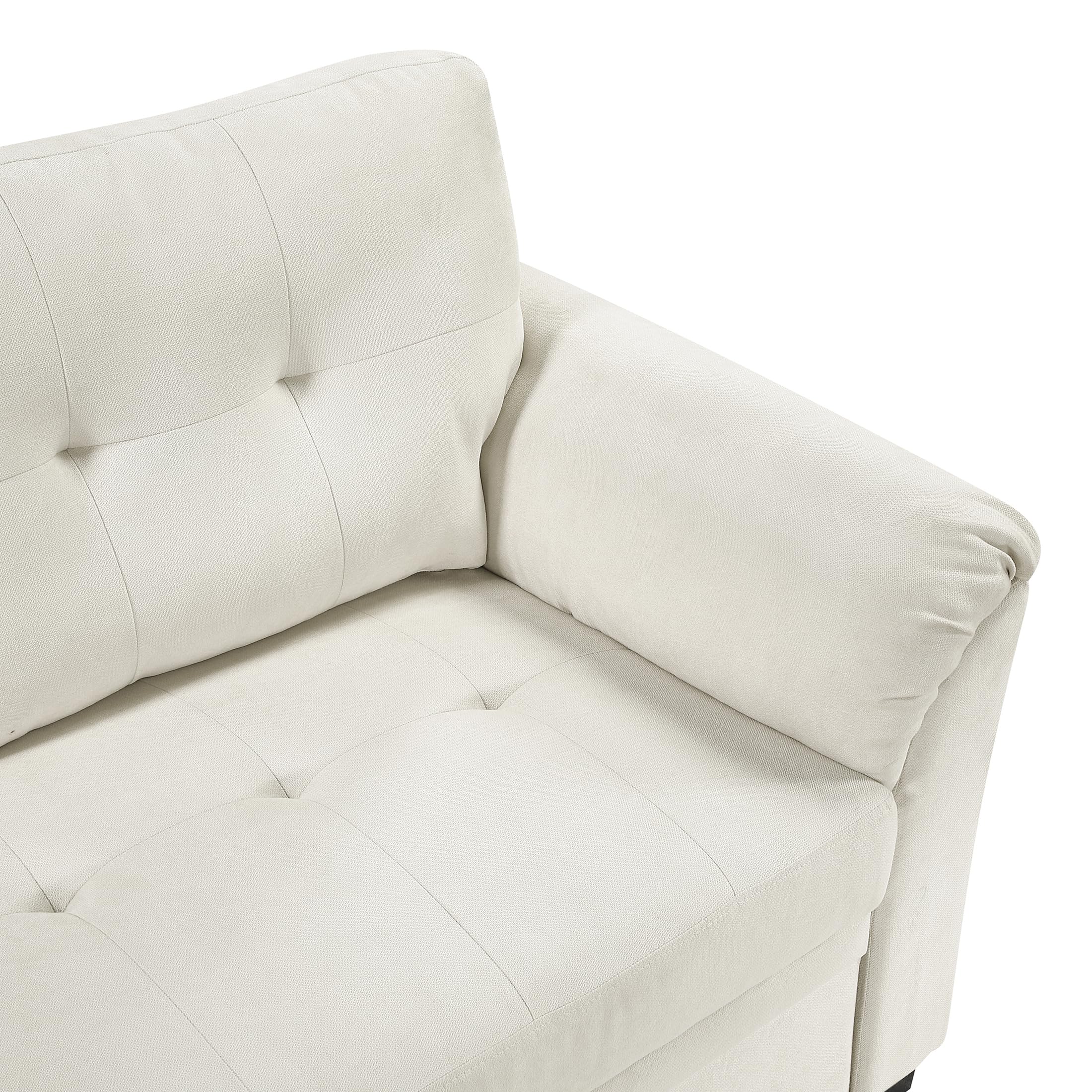 Lexicon Sectional Sleeper Sofa with Reversible Storage Chaise, Pull-Out Bed, Drop-Down Cup Holders, 3-Seater Tufted L-Shaped Sofa Bed, Comfy Fabric Pull Out Couch for Living Room/Apartment, Beige - Image 18