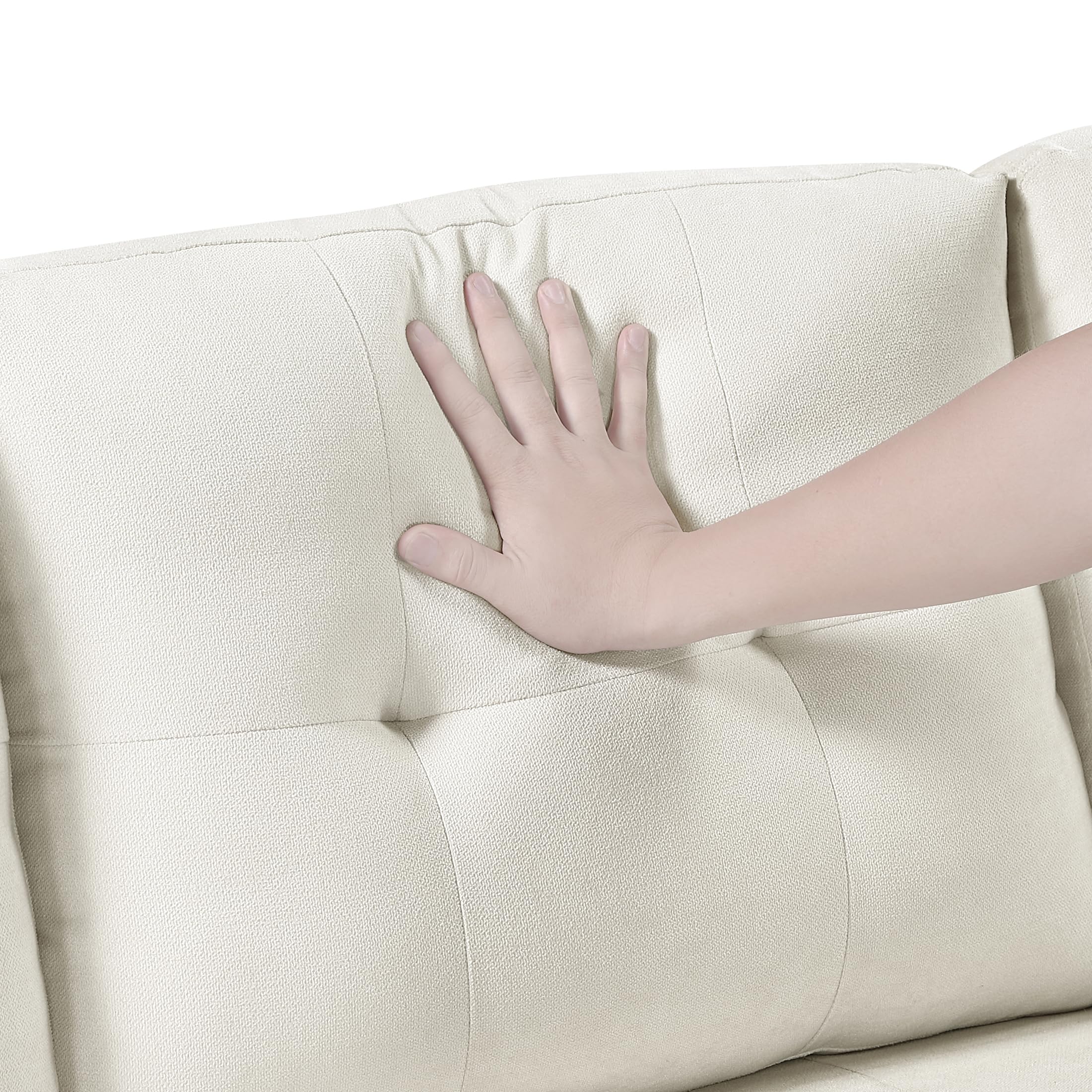 Lexicon Sectional Sleeper Sofa with Reversible Storage Chaise, Pull-Out Bed, Drop-Down Cup Holders, 3-Seater Tufted L-Shaped Sofa Bed, Comfy Fabric Pull Out Couch for Living Room/Apartment, Beige - Image 19