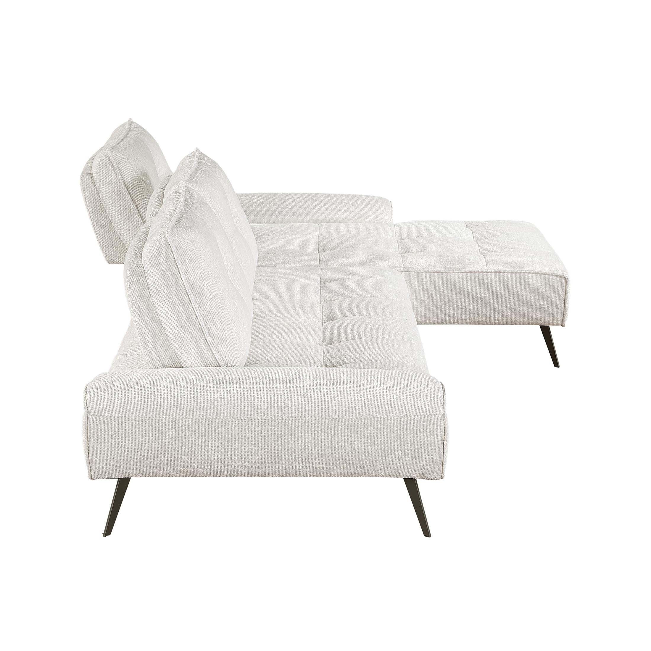 Lexicon Sectional Sofa Bed, Chenille L Shaped Sofa with Right Chaise with Adjustable Backrests for Dual Seat Depth, Tufted Cushion, Metal Legs, Sectional Couch for Living Room/Apartment, Beige - Image 13