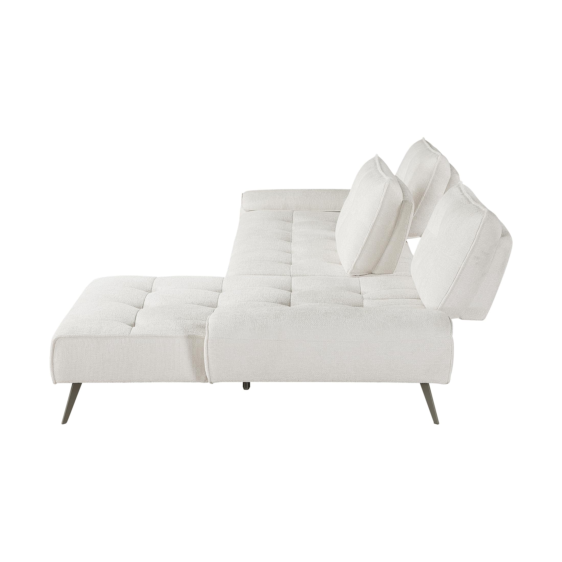 Lexicon Sectional Sofa Bed, Chenille L Shaped Sofa with Right Chaise with Adjustable Backrests for Dual Seat Depth, Tufted Cushion, Metal Legs, Sectional Couch for Living Room/Apartment, Beige - Image 14