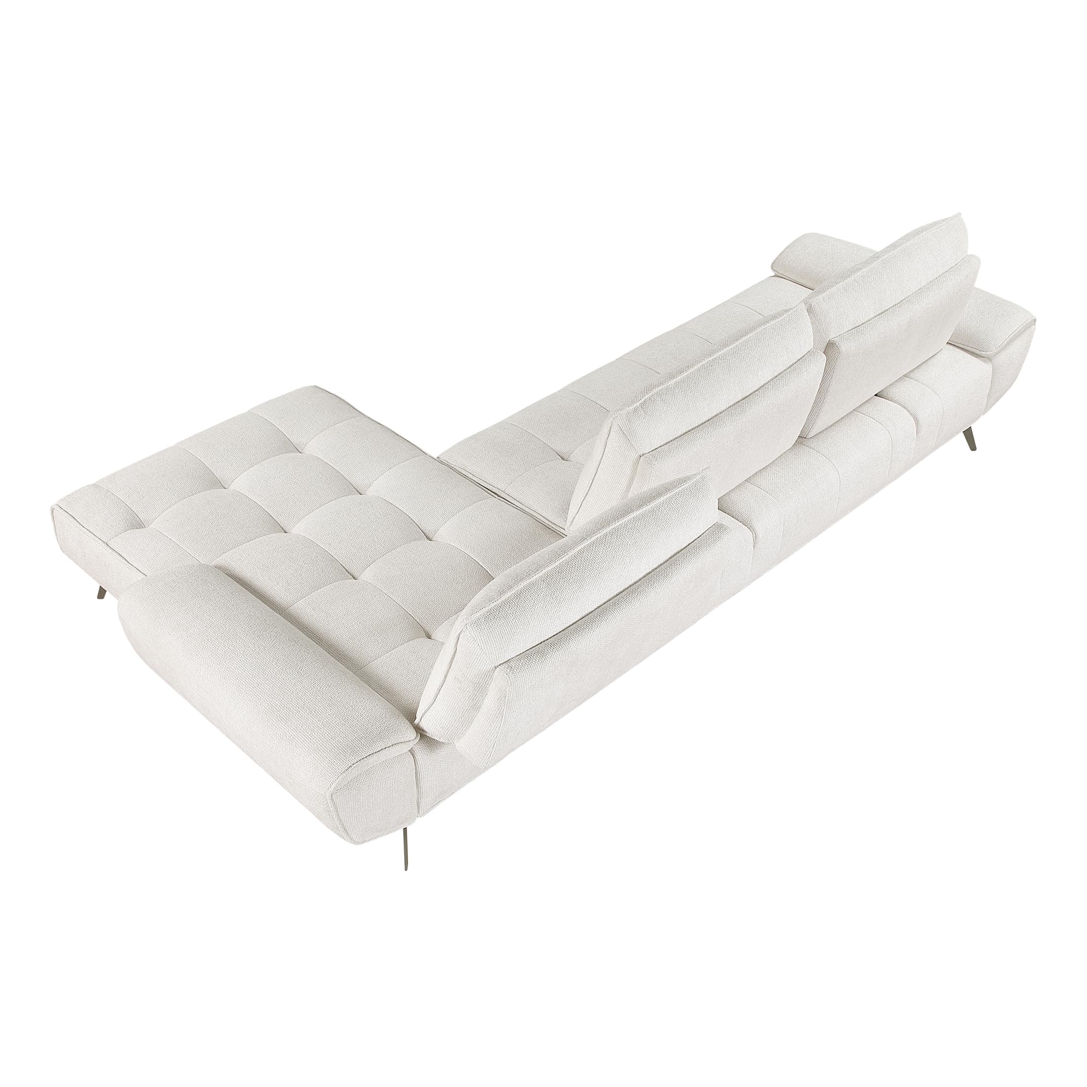 Lexicon Sectional Sofa Bed, Chenille L Shaped Sofa with Right Chaise with Adjustable Backrests for Dual Seat Depth, Tufted Cushion, Metal Legs, Sectional Couch for Living Room/Apartment, Beige - Image 16