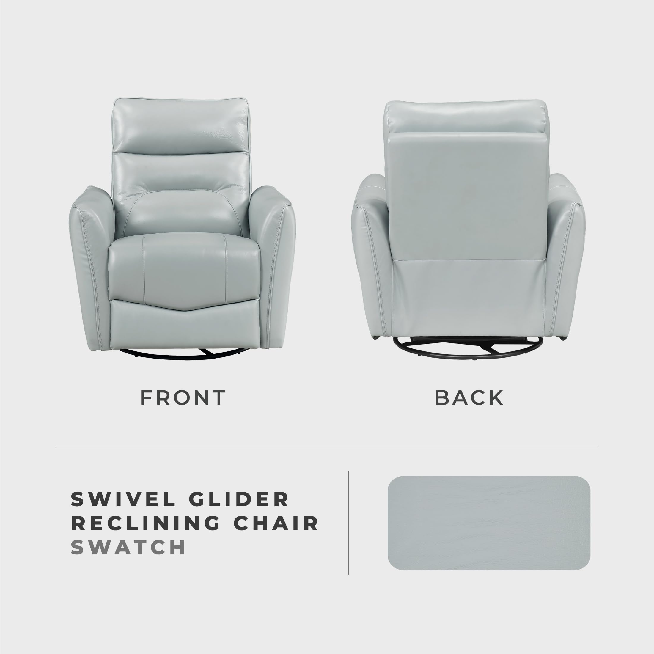 Lexicon Swivel Glider Reclining Chair, Top Grain Leather Match Manual Recliner, Comfy Nursery Glider Recliner, Swivel Reclining Chair for Living Room/Office/Bedroom/Apartment, Aqua - Image 6