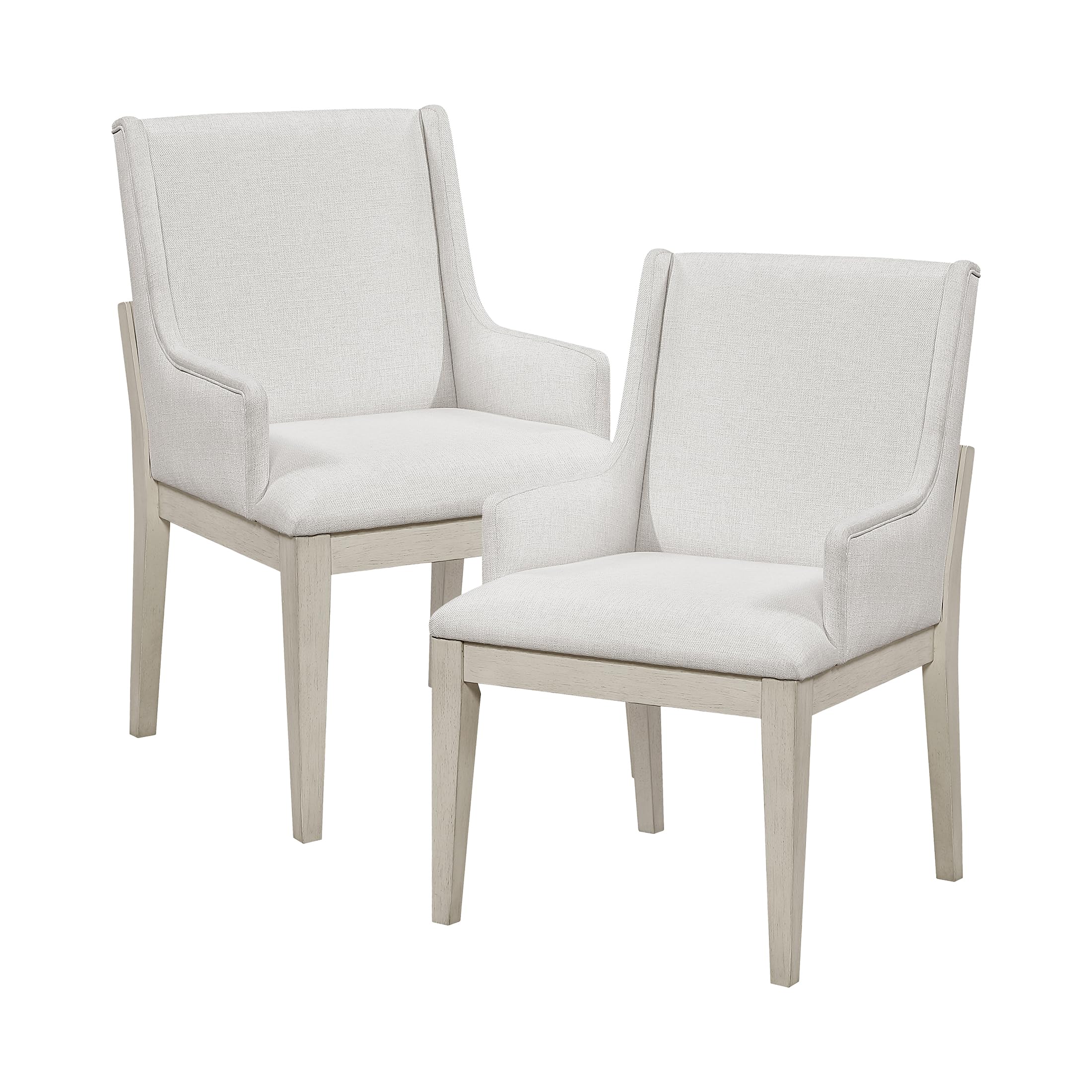 Lexicon Upholstered Dining Chairs Set of 2 - Antique White Sturdy Solid Wood Frame, Sloped Arm, Textured Fabric Upholstered Kitchen Arm Chairs for Dining Room, Living Room, Assembly Required, Ivory - Image 7