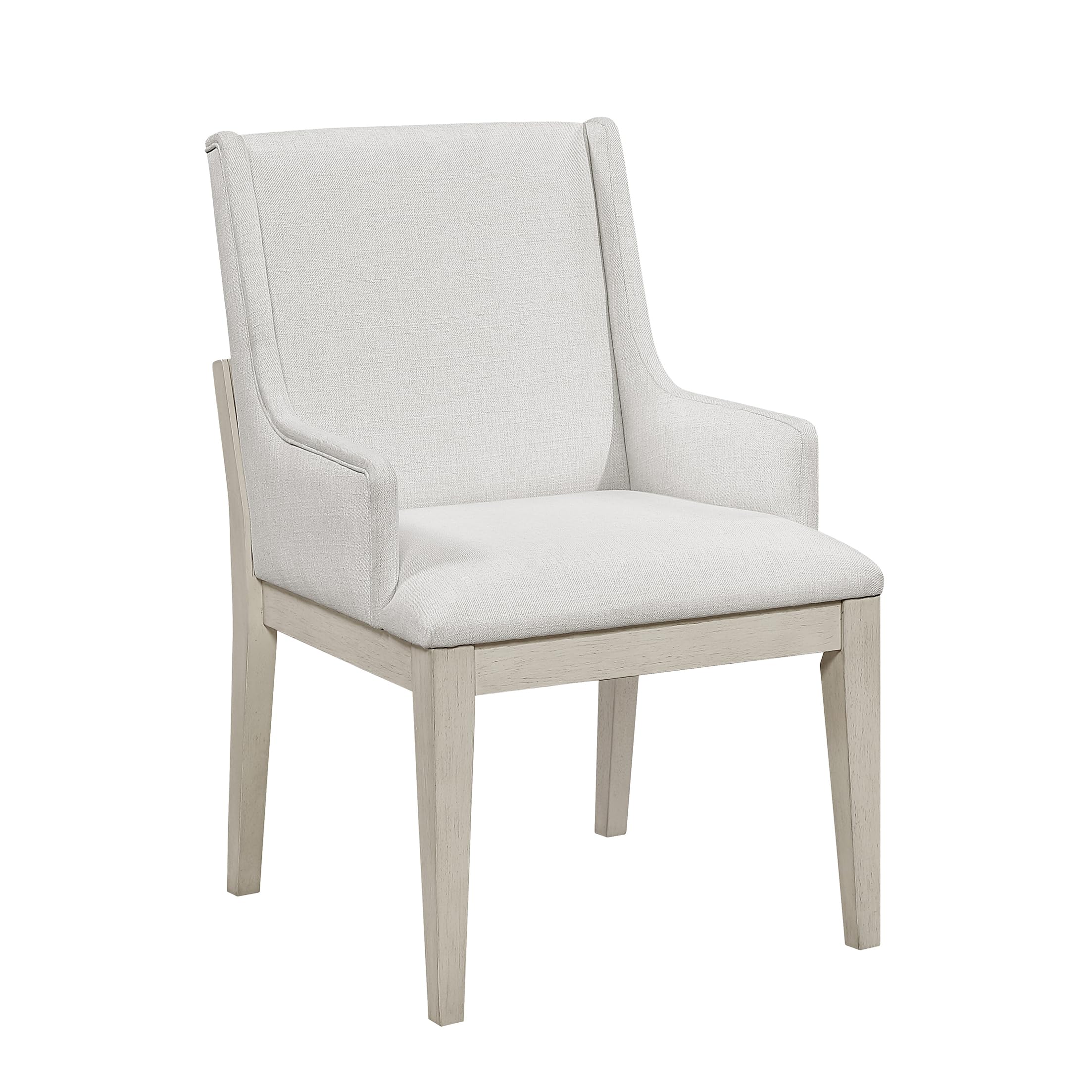 Lexicon Upholstered Dining Chairs Set of 2 - Antique White Sturdy Solid Wood Frame, Sloped Arm, Textured Fabric Upholstered Kitchen Arm Chairs for Dining Room, Living Room, Assembly Required, Ivory - Image 8
