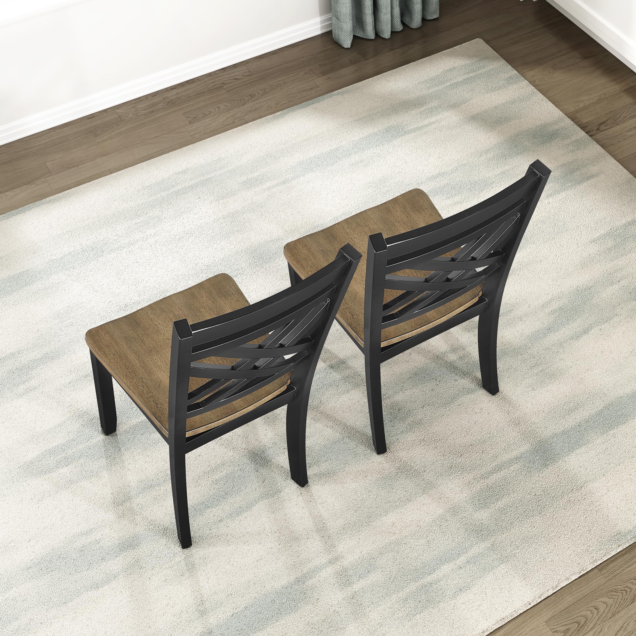 Lexicon Wooden Dining Chairs Set of 2 - Sturdy Solid Wood Frame, Cottage Cross Back, Modern Wood Armless Kitchen Chairs for Dining Room, Kitchen, Assembly Required, Two-Tone Finish (Brown and Black) - Image 6