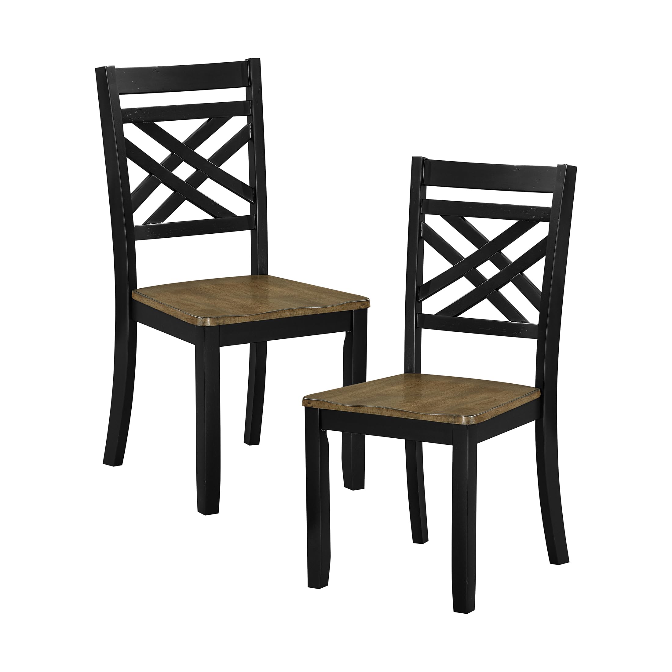 Lexicon Wooden Dining Chairs Set of 2 - Sturdy Solid Wood Frame, Cottage Cross Back, Modern Wood Armless Kitchen Chairs for Dining Room, Kitchen, Assembly Required, Two-Tone Finish (Brown and Black) - Image 7